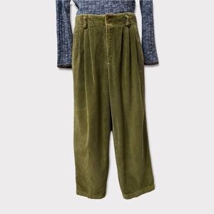 VINTAGE Olive Green Pleated Baggy Corduroy Mom Jeans